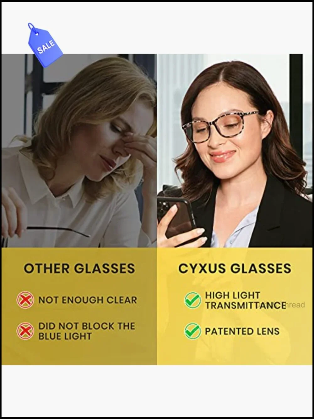 Square Oversize Blue Light Blocking Glasses for Women Men